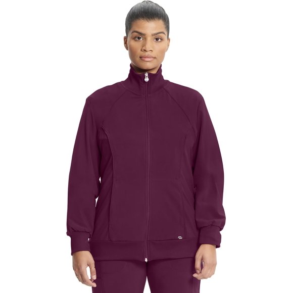 Cherokee Women's Infinity Zip Front Warm-up Jacket, Wine, 5X-Large