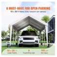 thumbnail image 2 of 10x20 Carport Heavy Duty Car Canopy Garage Shelter - SUV/Truck/Boat - Waterproof UV Resistant with Poles & Weight Bags, 2 of 7