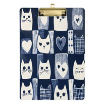 FORMRS Acrylic Clipboard with Low Profile Clip Standard A4 Letter Size, 12.5" x 9", Blue Cats and Hearts
