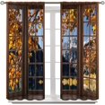 thumbnail image 4 of Autumn Scenery Curtains, Maple Leaves Fallen Leaves Forest Snow Mountain Window Treatments for Bedroom Kitchen Living Room Drapes 2 Panels Rod Pocket 84x84 Inch, 4 of 5