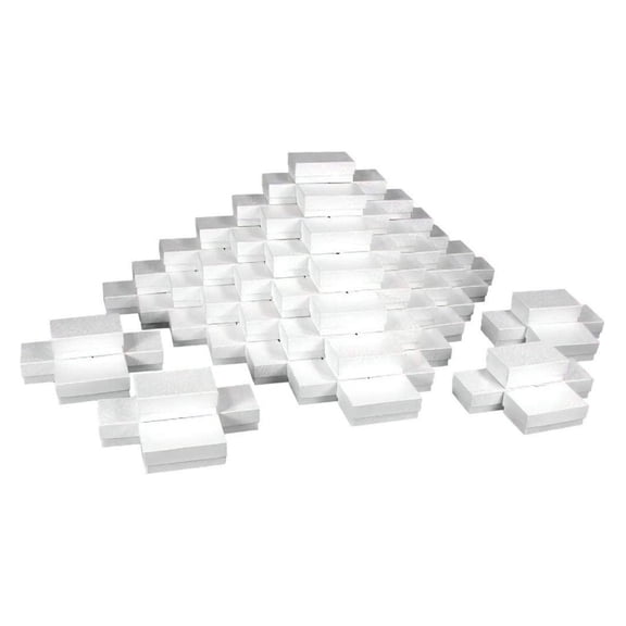 White Jewelry Gift Boxes Cotton Filled #21 (Case of 100)
