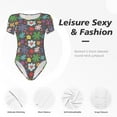thumbnail image 6 of Balery Daisies Flowers Women's Short Sleevee Crew Neck Bodysuit Tops Short Sleeve Tops Basic-Small, 6 of 9
