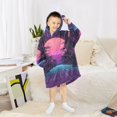 thumbnail image 6 of FORMRS Wearable Blanket Hoodie with Sleeves for Kids Cozy Flannel Sweatshirt, Night Neon Road, 6 of 7