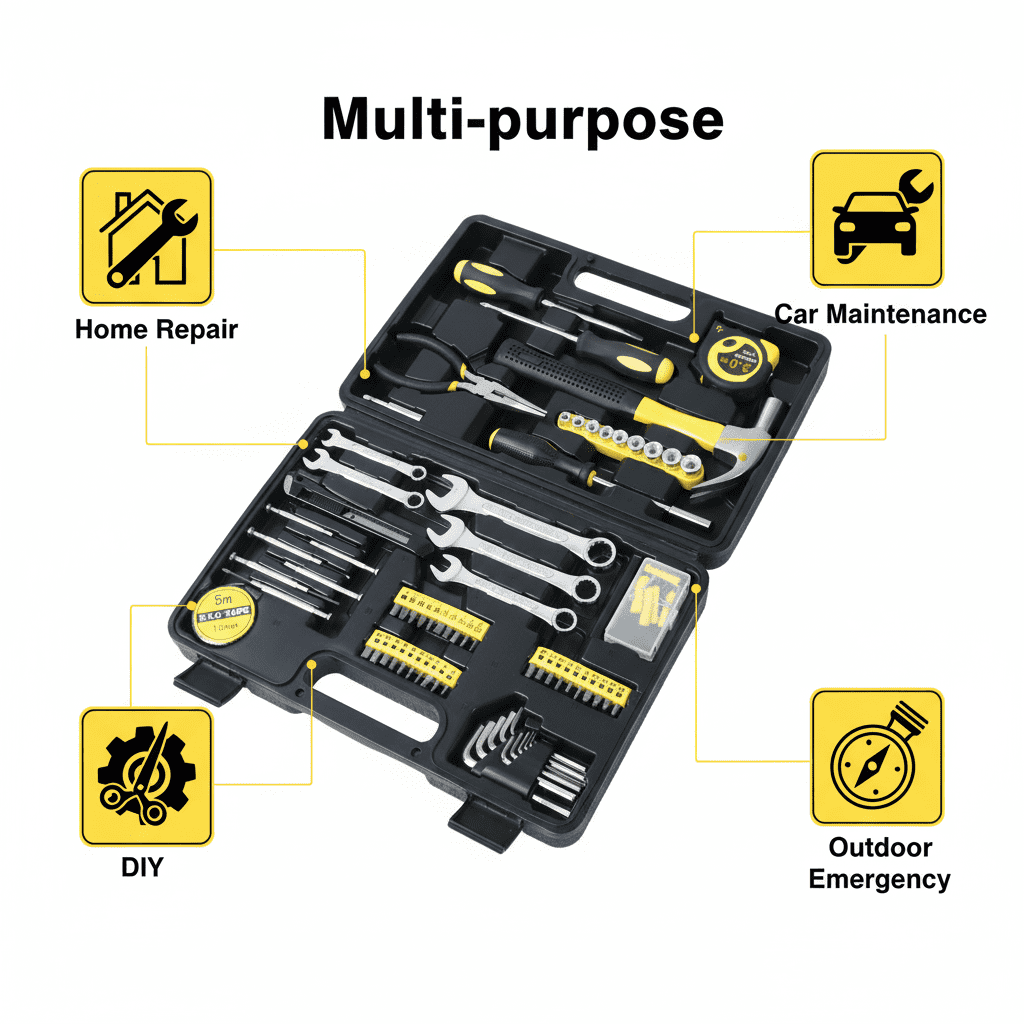 Tool Sets, Household Hand Tool Kit, 148 Piece DIY Durable Toolbox, Mechanic Basic Home Tool Kit for Men and Women, All Essential Repair Tools for Home Garage and Office, Yellow