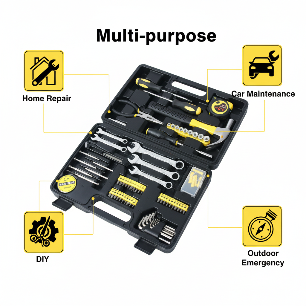 HSIAOLIN 148-Piece Household Tool Kit with Yellow Toolbox photo 6