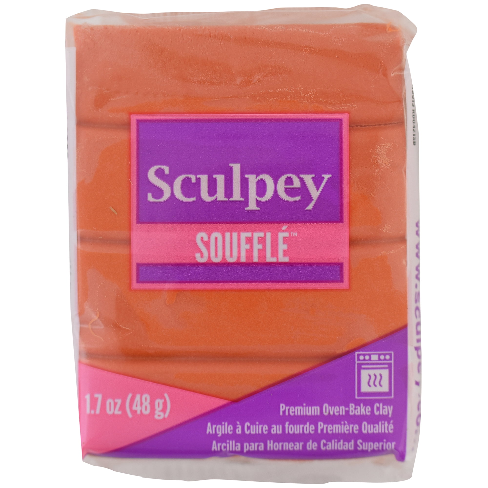 Sculpey Soufflé: Pumpkin, 5 Pack - 1.7oz Bars, Orange, Polymer Oven Bake Clay, Suede-Lightweight-Flexible, Non-Toxic, Jewelry, DIY Art-Crafts Projects