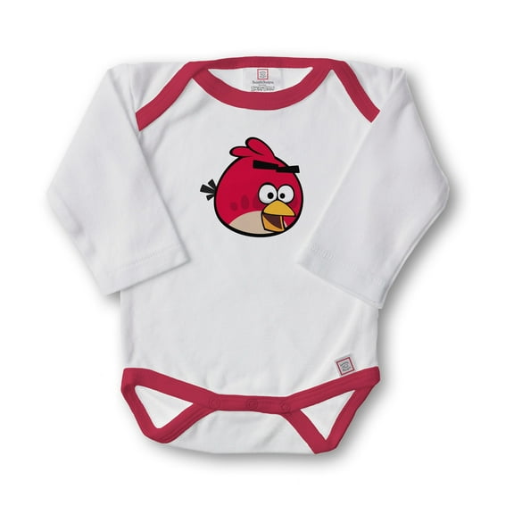 Classic Angry Birds Long-Sleeved Bodysuit, 3-Inch Red Bird, 3-6 Months