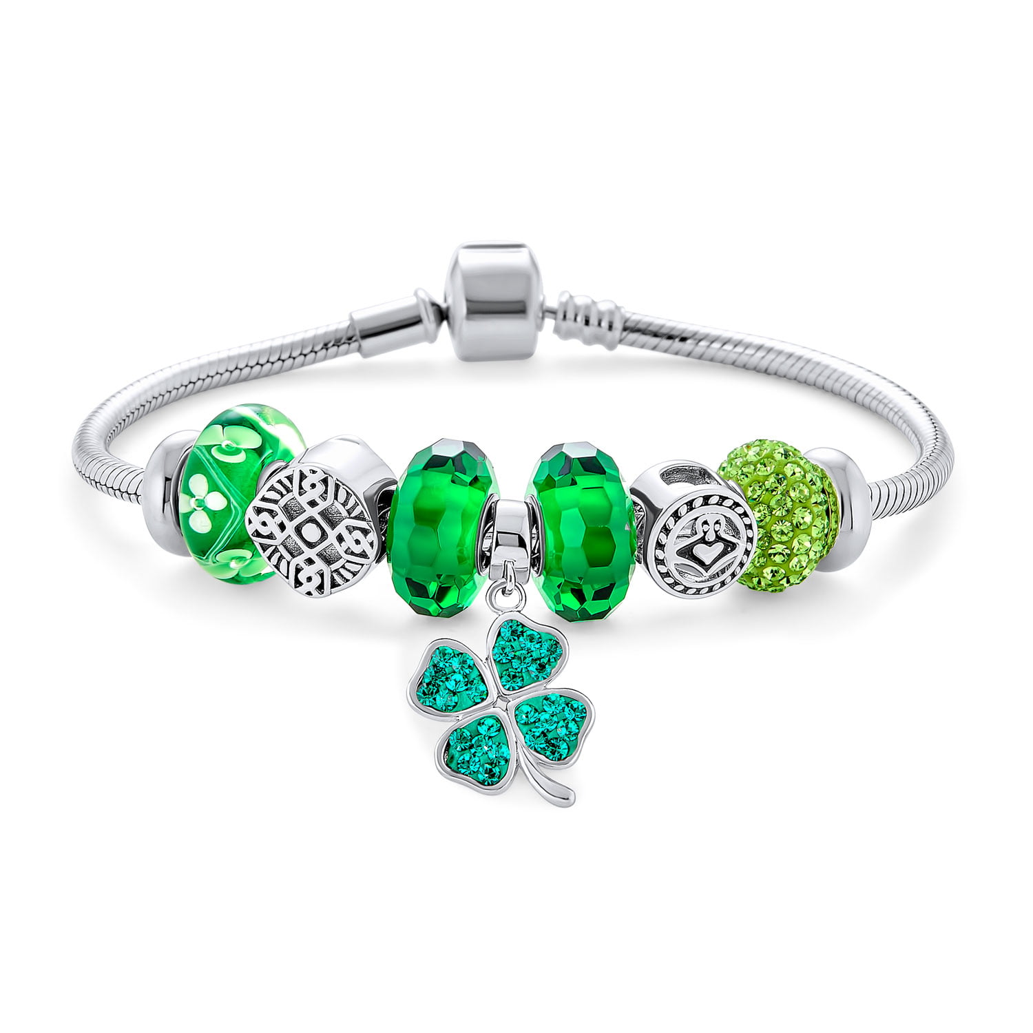 Irish Bracelet Green Clover Bracelet Patrick's Day Bracelet Clover Charm Bracelet St Four Leaf Clover Bracelet Shamrock Bracelet