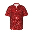 thumbnail image 2 of Picia Red Glitter Gentle Cotton Regular Fit Short Sleeve Casual Hawaiian Shirt for Men-XX-Large, 2 of 9