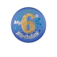thumbnail image 2 of Club Pack of 6 Blue "My 6th Birthday" Decorative Satin Buttons 2", 2 of 2