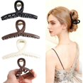 thumbnail image 1 of wonima11 Flexible Silicone Large Claw Clips for Women Thick Hair, Crossover Design, Set of 3 (Black, White and Brown), 1 of 1