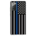 thumbnail image 1 of DistinctInk Clear Shockproof Hybrid Case for Galaxy Note 20 ULTRA (6.9" Screen) - TPU Bumper, Acrylic Back, Tempered Glass Screen Protector - Thin Blue Line US Flag Law Enforcement, 1 of 3