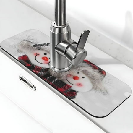 

Zufioo Christmas Snowman With Hat Kitchen Sink Splash Guard Faucet Mat Splash Catcher uper Absorbent Microfiber Sink Protector Mat Kitchen Sink Mat，Bathroom Countertop Protect Ma
