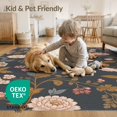thumbnail image 4 of ODIKA 4'x6' Dark Floral Elegance Vintage Garden Washable Area Rug Intricate Blossom and Leaf Patterns for Classic for Dorm Room, Small Living Stain Resistant Low Profile, Easy Care, 4 of 7