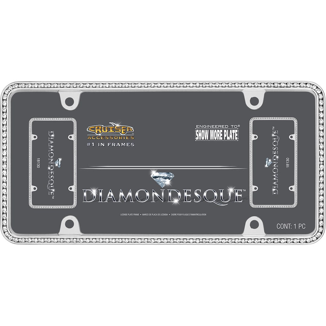 License Plate Frame: Diamondesque License Plate; chrome plated