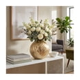thumbnail image 3 of Sculpted Textured Metal Vase for Living Room Decor - Decorative Flower Vase for Home, Bedroom, and Office Desk Decor - Modern House Accent for Entryway Table Display - 11", Gold, 3 of 15