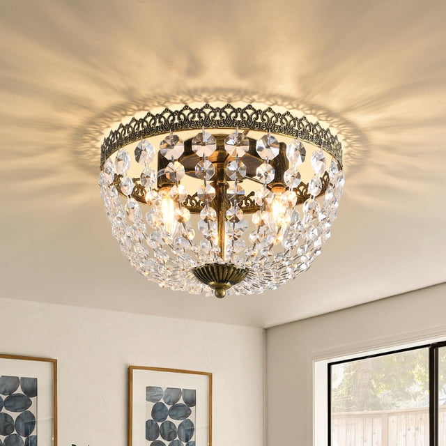 Lámpara de techo KAIQI estilo Imperio francés con cristal K9, 32 x 21 cm, 110 V