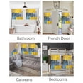 thumbnail image 3 of Yellow Blue Color Block Short Blackout Curtains 45 Inch Long Modern Style Oil Painting Rod Pocket Kitchen Curtains, 2 Panels Thermal Insulated Room Darkening Drapes for Bedroom, 42"W x 45"L, 3 of 5