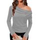 thumbnail image 5 of Xuyuer Women's Solid Color V-Neck Long Sleeve Pullover, Pile Casual Fashion Top for Women's Blouses Collection, 5 of 9