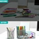 thumbnail image 5 of Portalápices para escritorio, organizador de malla de alambre, organizador con 3 compartimentos + portalápices de escritorio + caja de almacenamiento de artículos pequeños, 5 of 6