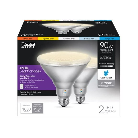Feit PAR38 E26 (Medium) LED Bulb Soft White 90 Watt Equivalence 2pk