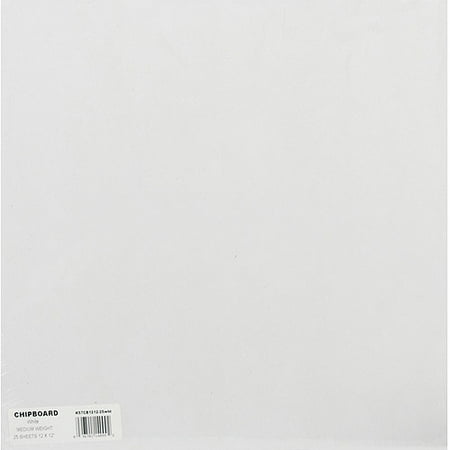 Grafix Medium Weight Chipboard Sheets 12" x 12", White 25/Pkg