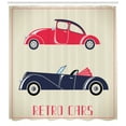thumbnail image 3 of Ambesonne Cars Shower Curtain, Retro Convertible, 69"Wx70"L, Dark Coral Night Blue, 3 of 3