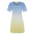thumbnail image 4 of Ersazi Robe pour Femmes 2023 Mode pour Femmes Col Rond Chandail à Enfiler avec Manches Courtes Imprimées Décontractée Ample Longueur Genou en Liquidation Bleu G, 4 of 4