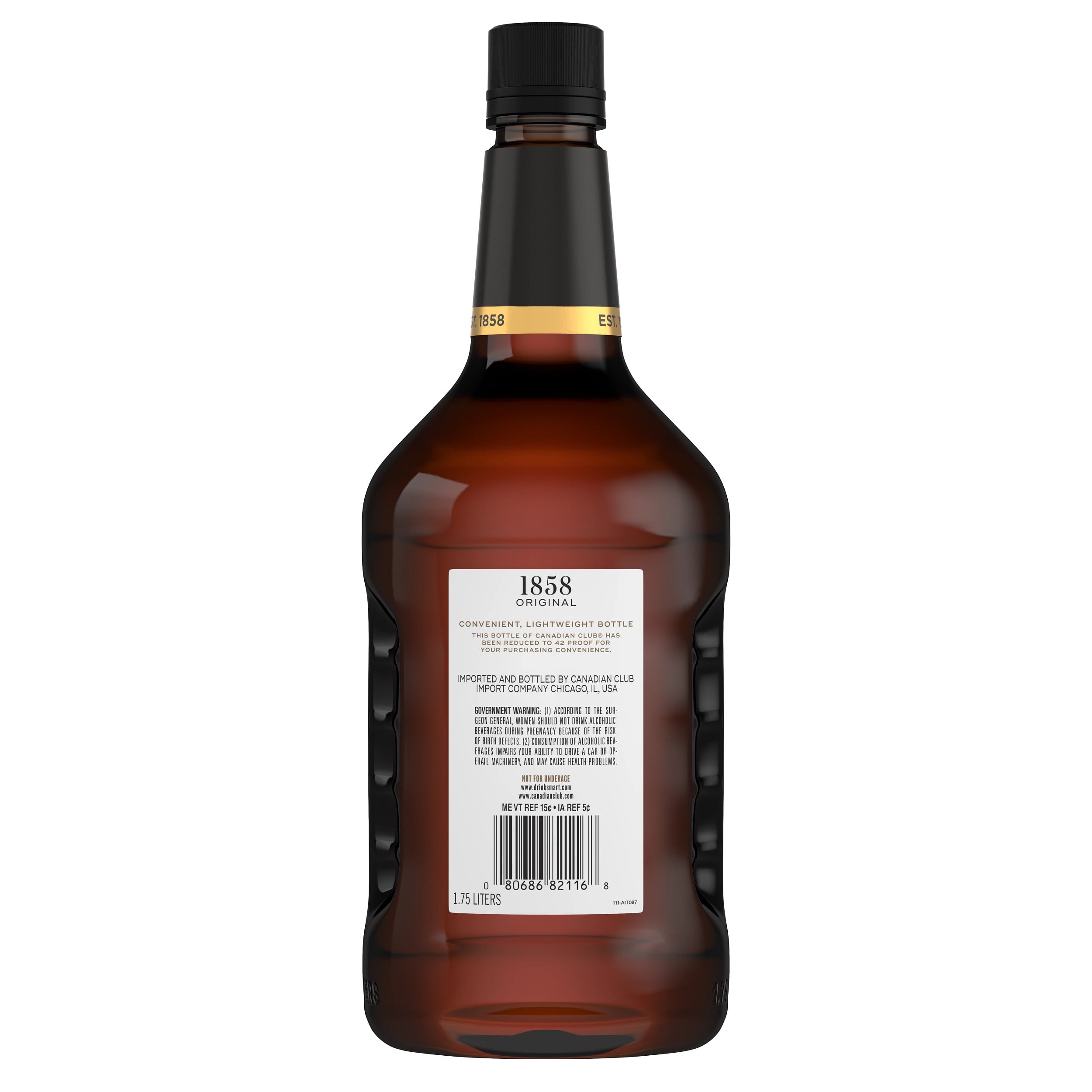 Canadian Club 1858 Original Diluted Whisky 1.75 L - Walmart.com