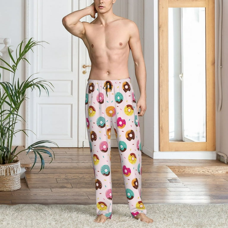 Mens Pajama Pants Bottoms with Pockets Cute Cartoon Mini Donut Soft Mens Pj Pants Comfy Men Lounge Pants Walmart