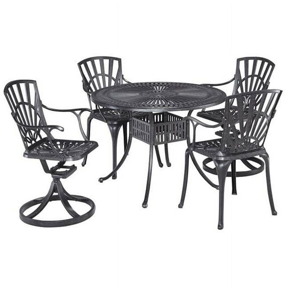 Homestyles 6660-3058 5 Piece Grenada Outdoor Dining Set, Charcoal - 29 x 42 x 42 in.