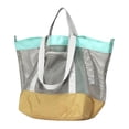 thumbnail image 1 of Bolso de playa de malla, bolso de hombro, práctico bolso de viaje resistente a la arena, bolso de . Amarillo, 1 of 8