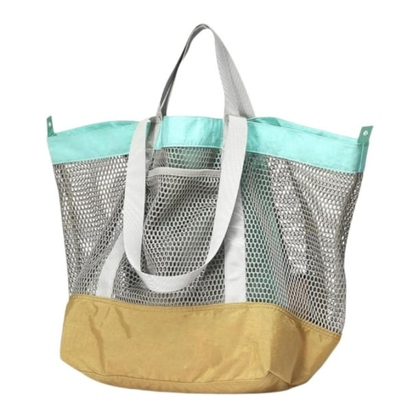 Bolsa de playa de malla, informal, portátil, para juguetes, camping, compras, gimnasio, picnic. Amarillo
