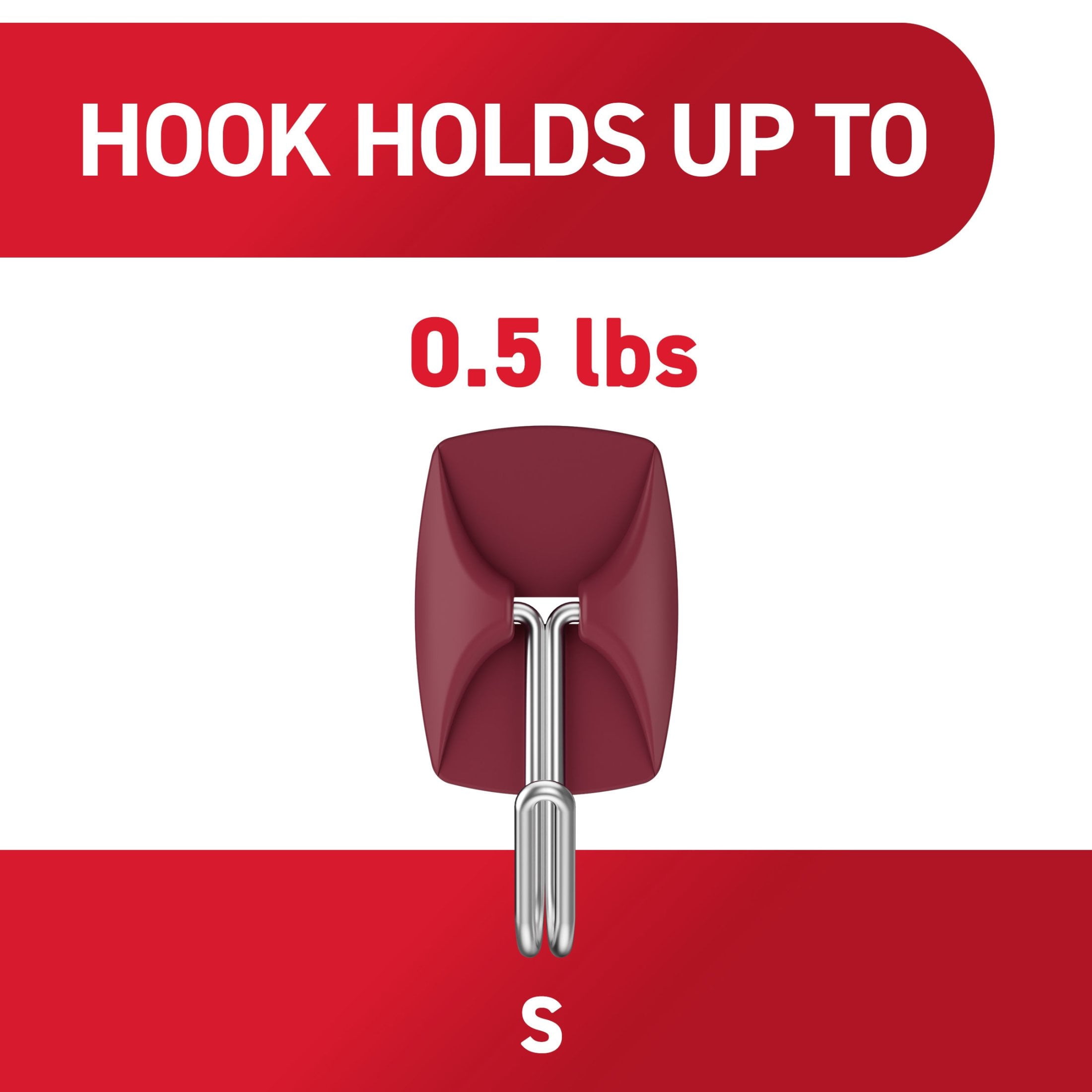 Command Small Wire Hooks, Black Cherry, Holds .5 lbs, 9 Hooks, 12 Adhesive Strips