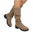 thumbnail image 4 of NTACZA Womens Booties Wide Width Knee-High Yellow Slouch Business Casual Low Heel Boots Women Shoes 40, 4 of 8