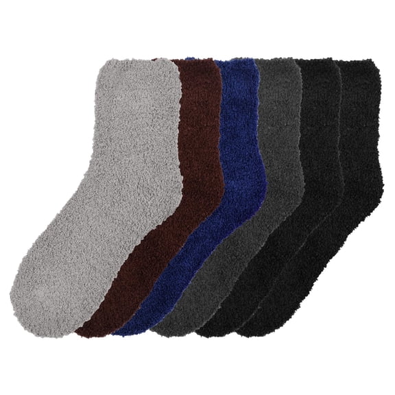 6-PACK Couver Women's Warm Soft Plush Socks, Multi-Solid Color, 10-13