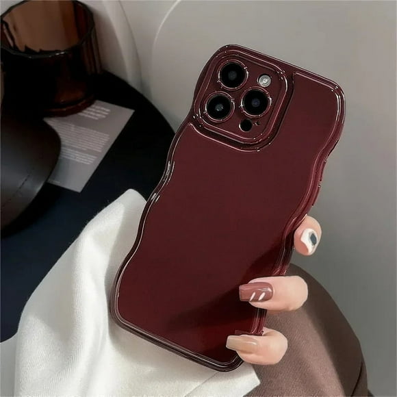 Korean Air Cushion Wave Gorgeous Wine Red Phone Case For iPhone 11 12 13 14 Plus 15 Pro Max Protection Shockproof Soft TPU Cover RJ