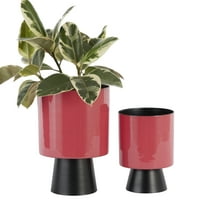 DecMode 14", 11" Red Metal Modern Planter, 1 - Piece