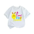 thumbnail image 1 of Gibobby Blusas Verano Nueva ropa para niños Estilo de Europa y Unidos Camiseta de manga corta para niñas Huevo de Pascua Estampado Cuello redondo Camiseta para niños Regalo（Blanco， 3-4 Años), 1 of 5