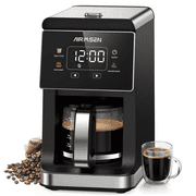 AIRMSEN 2 in 1 Coffee Maker with Grinder, 5-Cup Grind and Brew Coffee Pot, Programmable Coffee Machine, 3 Grind Settings, Up to 4-Hour Keep Warm & 24-Hour Delay Brew