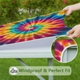 thumbnail image 6 of Colorful Tie Dye Spiral Pattern Square Fitted Tablecloth with Elastic Edge,Square Table Cover,Washable Elastic Table Cover for Home Kitchen Party Decor 36"x36", 6 of 6