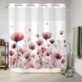 thumbnail image 6 of No Hook Shower Curtain, Watercolor Flowers Shower Curtains for Bathroom with See Through Top Window, Spring Pink Ink Floral Botanical Waterproof & Washable Bath Curtain 66"x72", 6 of 9