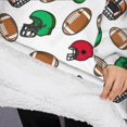 thumbnail image 3 of Oversized Wearable Blanket Hoodie,Football Helmets and Balls Pattern Sherpa Blanket Hoodie with Super Pockets,Super Warm Fuzzy Pullover for Women & Men, 3 of 6