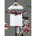 thumbnail image 3 of Mikrdoo Big Boys Summer Clothes Color Graffiti Print Casual Fashion Matching T-shirt & Elastic Full Print Shorts 2Pcs Outfits Sizes 7-15, 3 of 10
