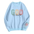 thumbnail image 1 of WEAIXIMIUNG Chandail en Molleton pour Femmes Col en V Imprimé Lettre Décontracté à Manches Longues Pull Col Rond Sweat à Capuche, 1 of 5