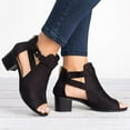 thumbnail image 2 of Women Mid Block Heels Sandals Peep Toe Ankle Boots Summer Shoes, 2 of 3