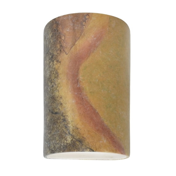 Justice Design CER-0945-SLHY Ambiance - Small Cylinder Open Top and Bottom Wall Sconce Harvest Yellow Slate Incandescent Choose Your Options