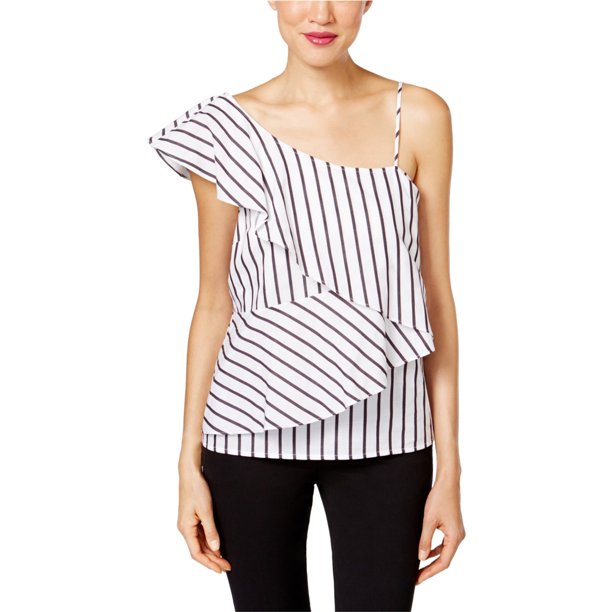 Blusa de punto a rayas Marled para mujer, blanca, extragrande
