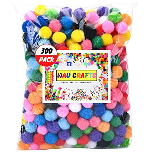 300 Pcs 1 Inch Assorted Pompoms in Bright Multicolor Arts and Crafts Balls for 