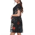 thumbnail image 2 of Gaeub Midnight Butterfly Floral Dream Print Womens Dresses,Casual Short Sleeve Tunic,Summer Midi Dress for Women,Women's Short sleeve Dress, 2 of 6